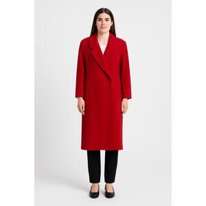 1980s Casual Corner Red Wool Long Coat Made in USA medium - Large